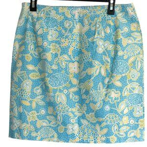 Talbots Size 14P Skirt Mosaic Turtle Beach Tropical Vacation Travel Resort‎
